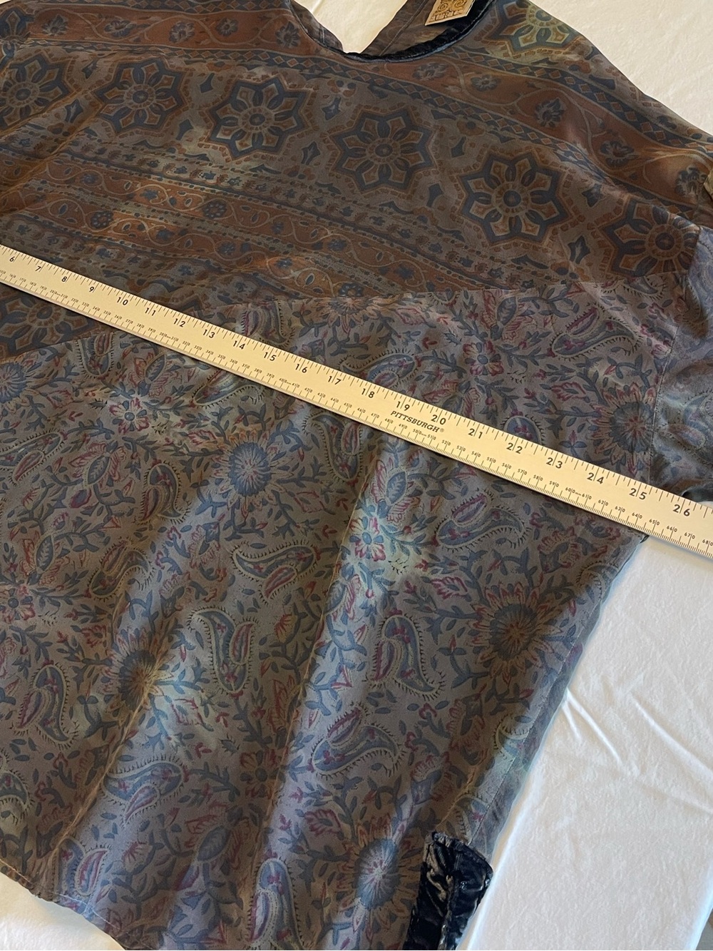 URU Vintage Iridescent Velvet Brocade Vest Long Sleeve Silk Blouse & Maxi Skirt - Picture 8 of 16